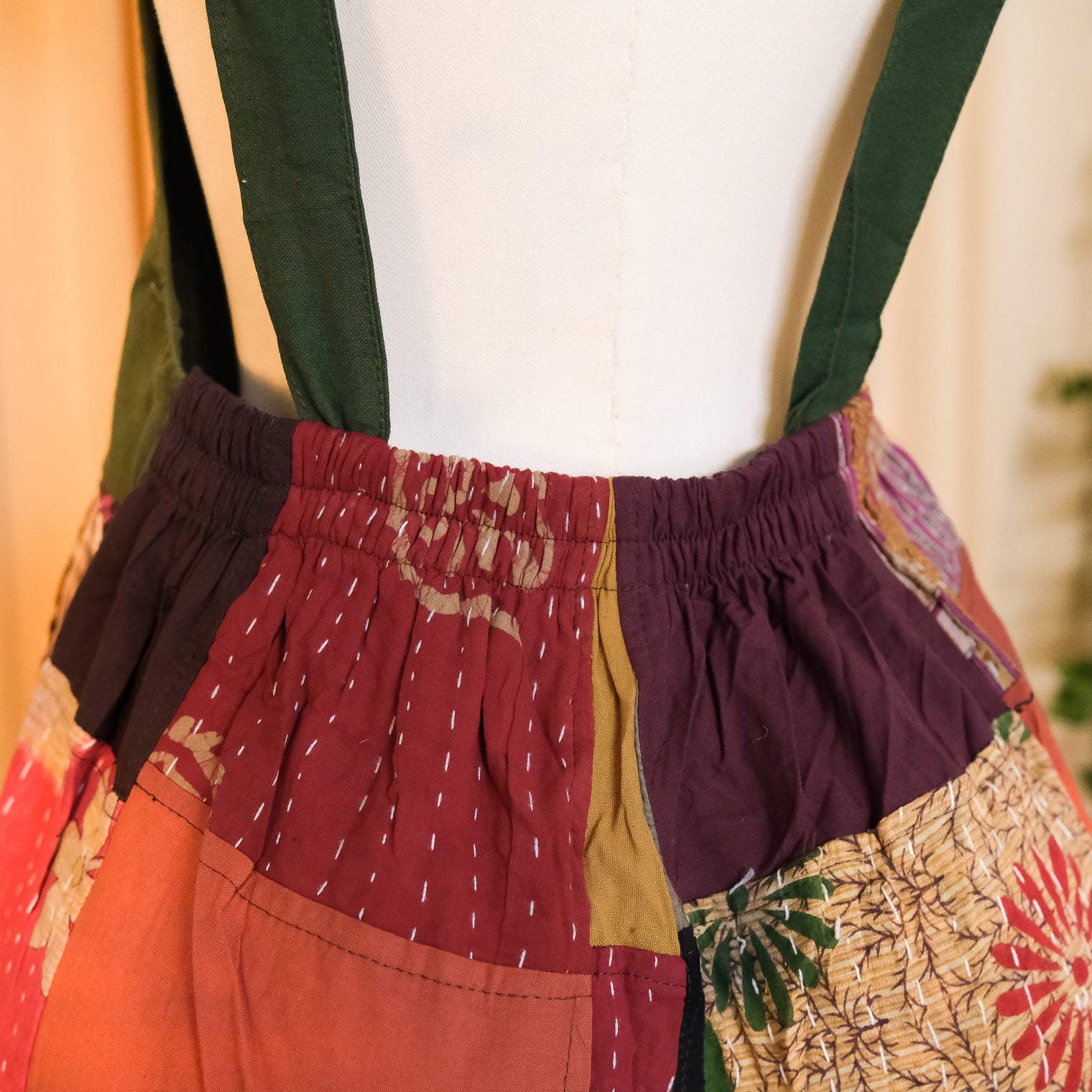 Kantha Patchwork Flowy Wide Leg Overalls