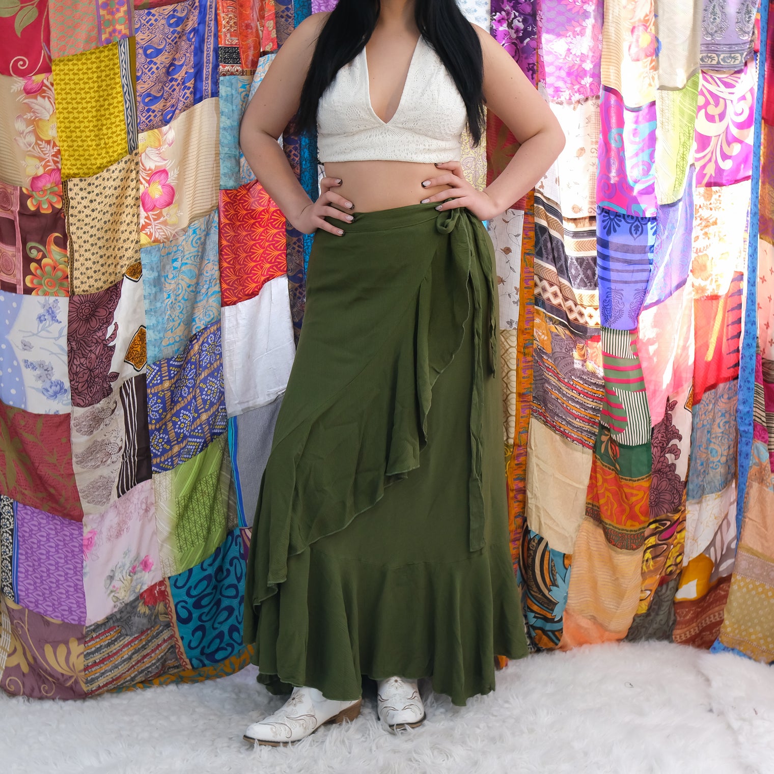 Boho Festival Wrap Maxi Skirt