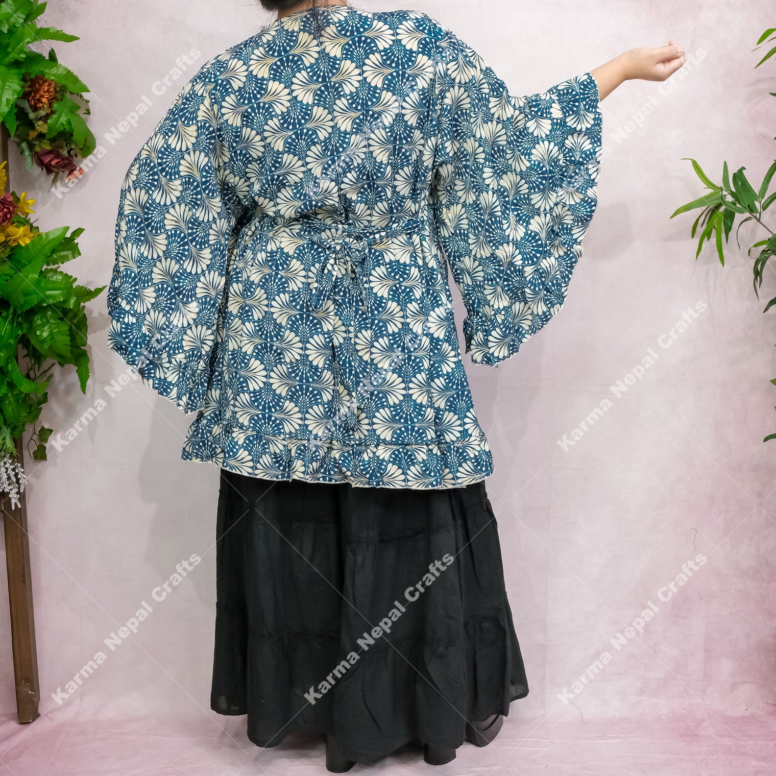 Moonlight  Flowy Ruffle Sleeve Kimono with Pockets