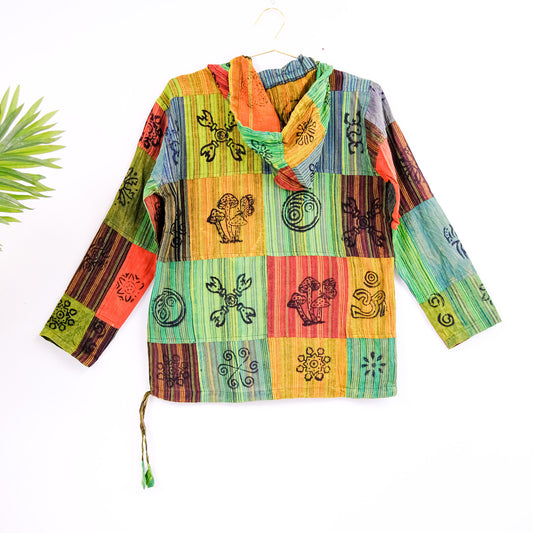 Patchwork Unisex Colorful Hoddie with Picket