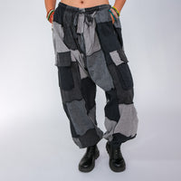 Patchwork Denim Look Earthy Baggy Pants