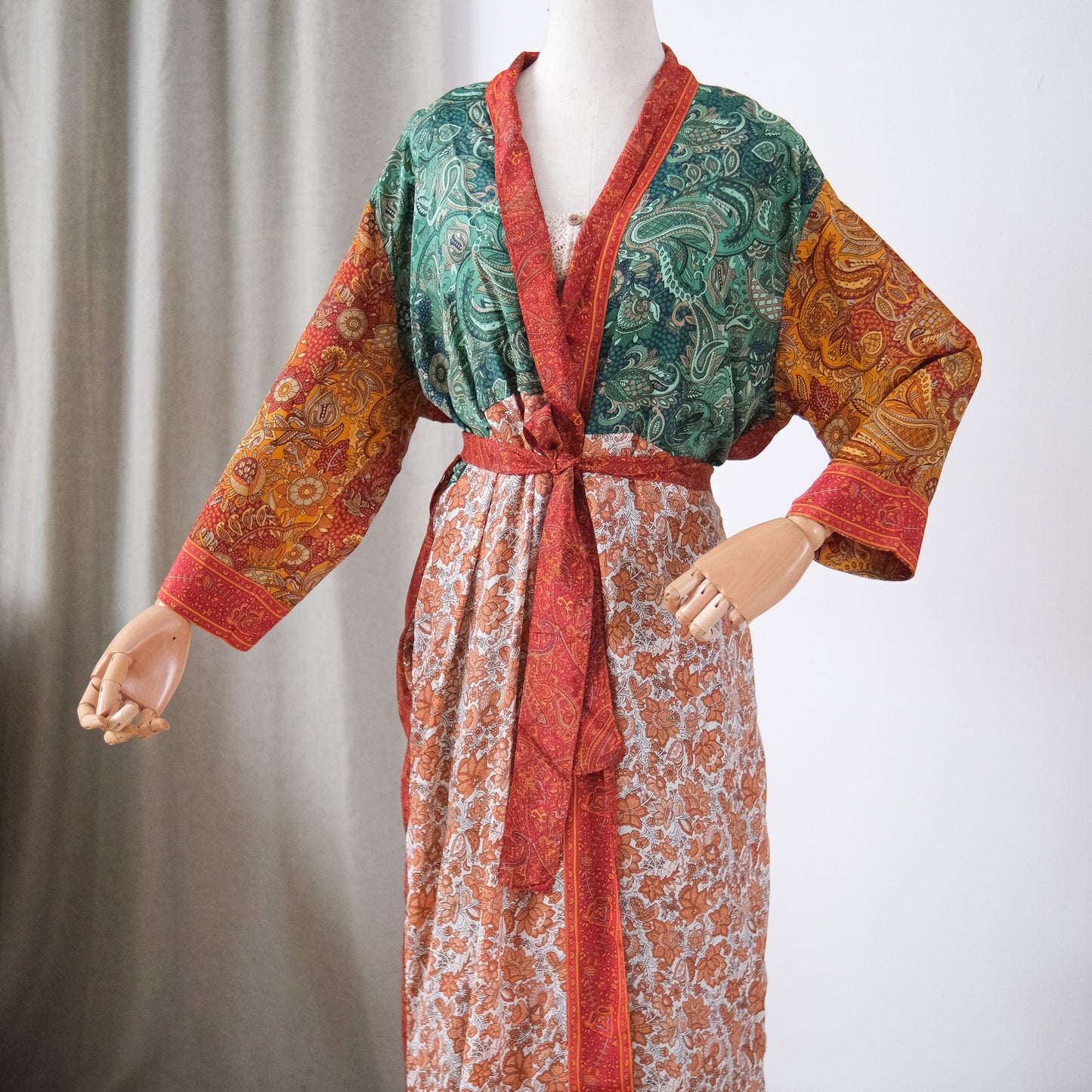 Boho Patchwork Recycled Silk Kimonos