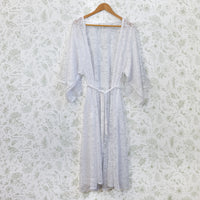 Celestial Sheer Lace Kimono with Pockets & Adjustable Tie