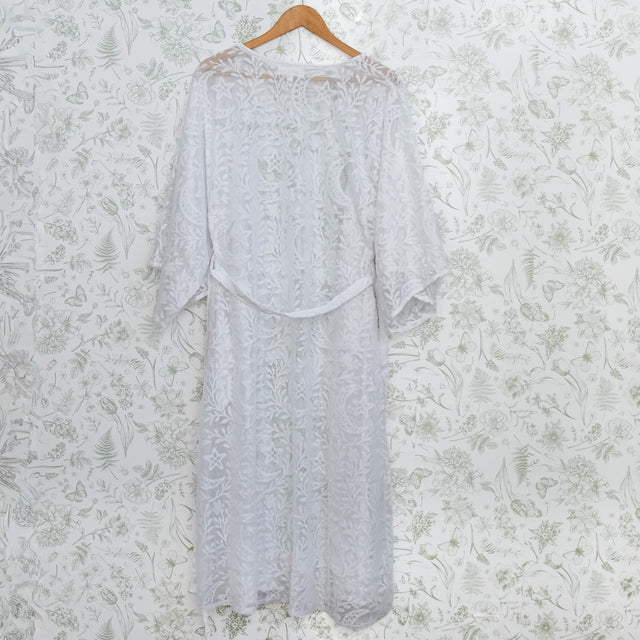 Celestial Sheer Lace Kimono with Pockets & Adjustable Tie