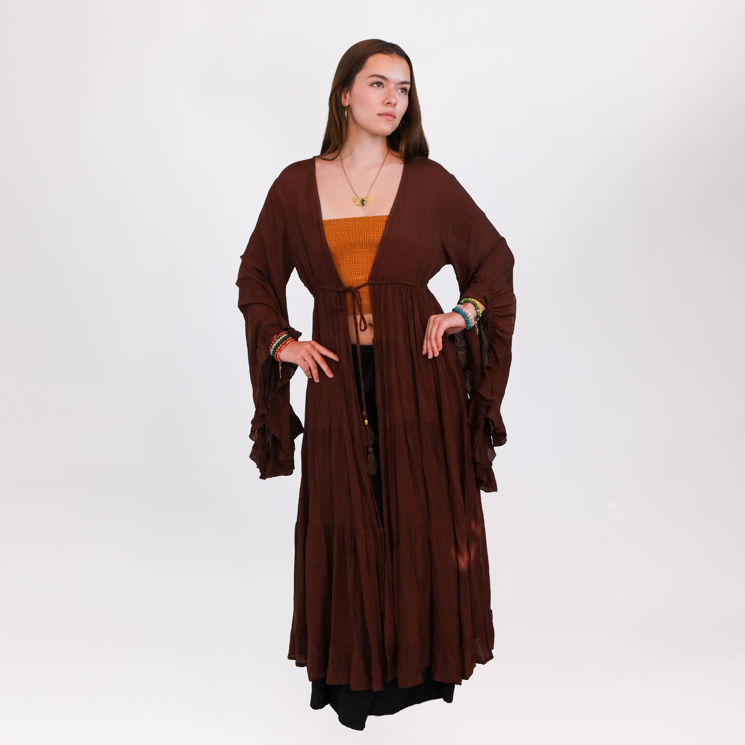 Moonlit Boho Duster with Ruffle Sleeve