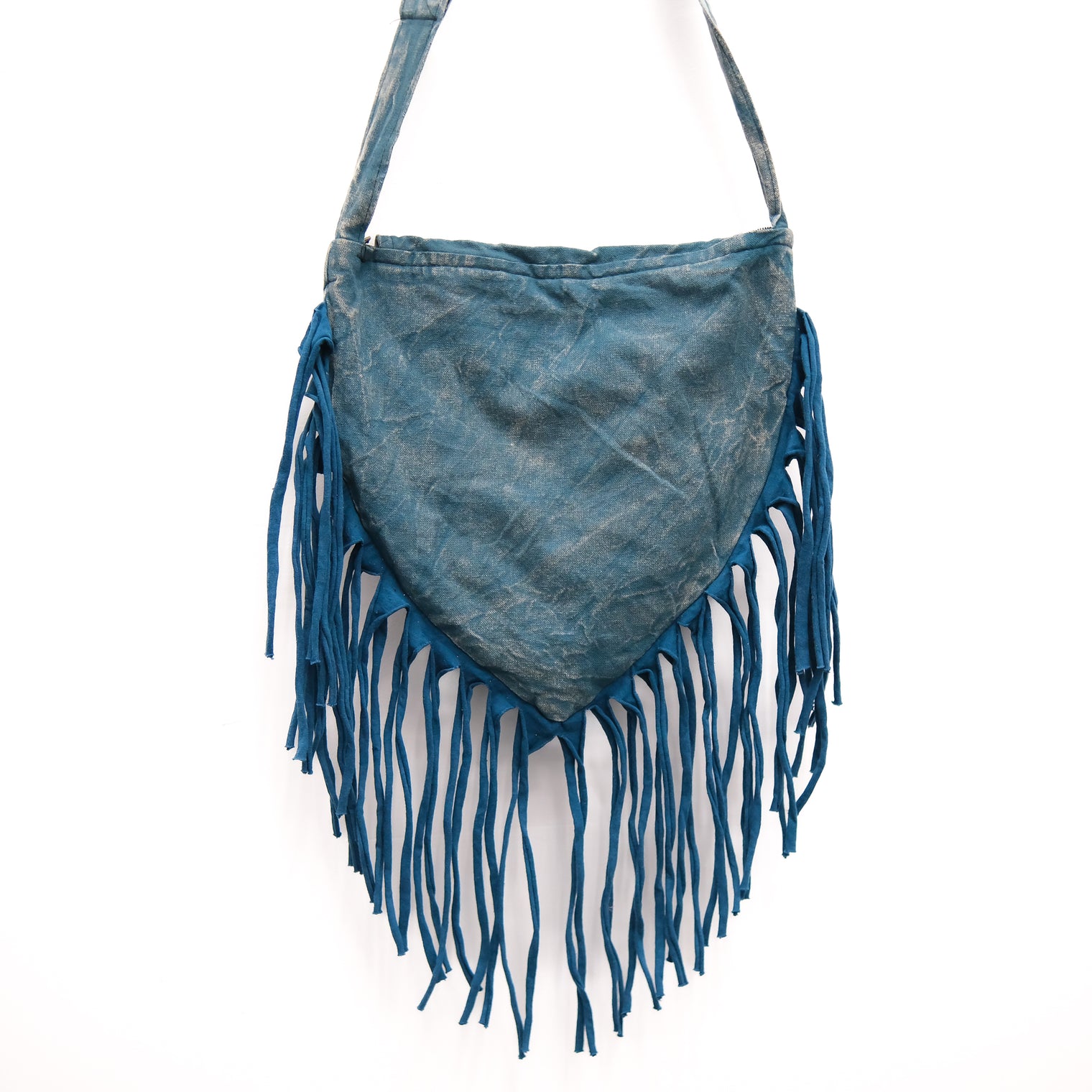 Boho Stonewashed Crossbody  Fringe Bag