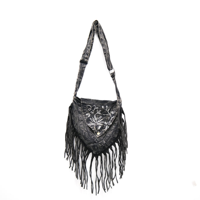 Boho Stonewashed Crossbody  Fringe Bag