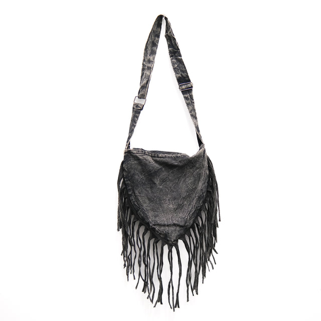 Boho Stonewashed Crossbody  Fringe Bag