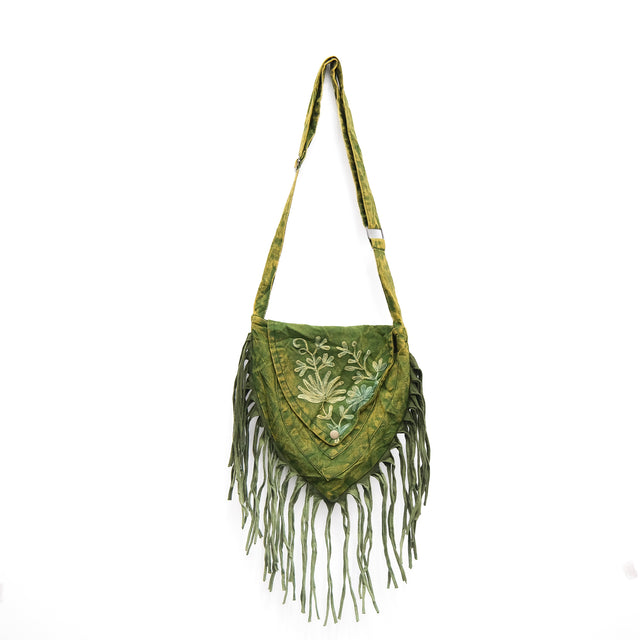 Boho Stonewashed Crossbody  Fringe Bag