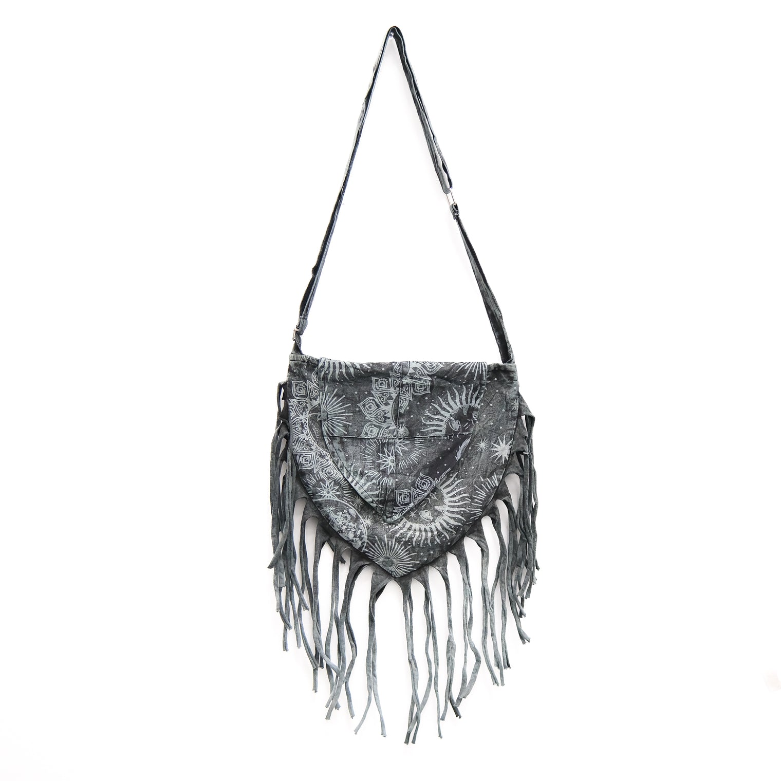 Celestial  Stonewashed Crossbody  Fringe Bag
