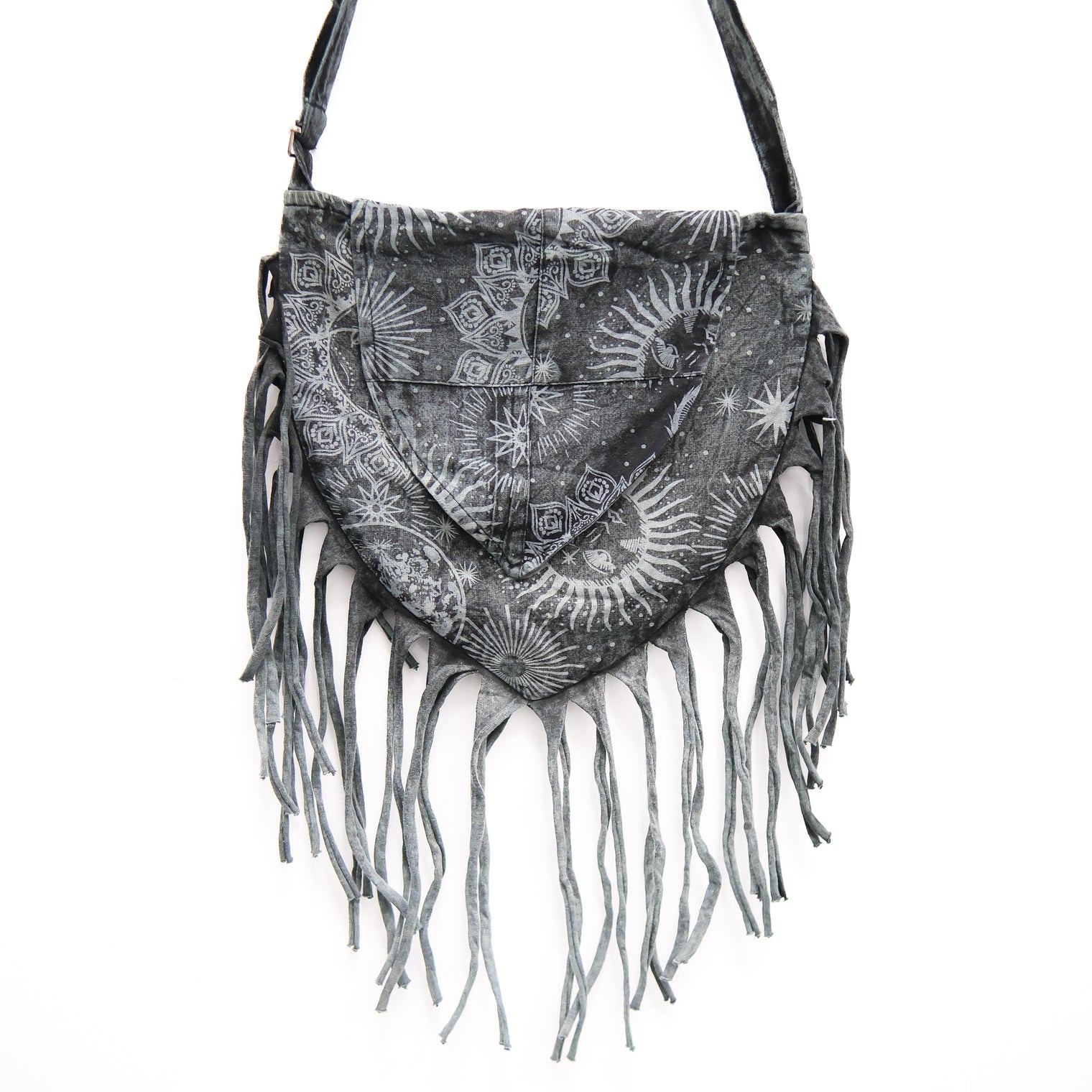Celestial  Stonewashed Crossbody  Fringe Bag
