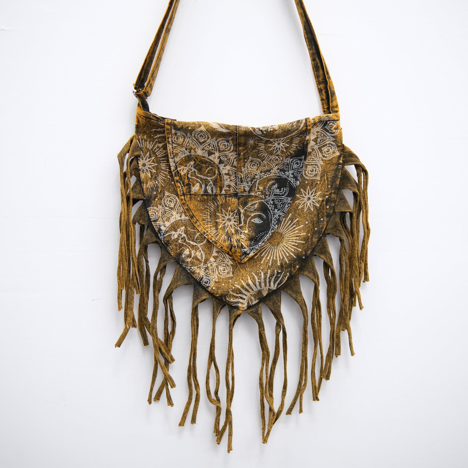 Celestial  Stonewashed Crossbody  Fringe Bag