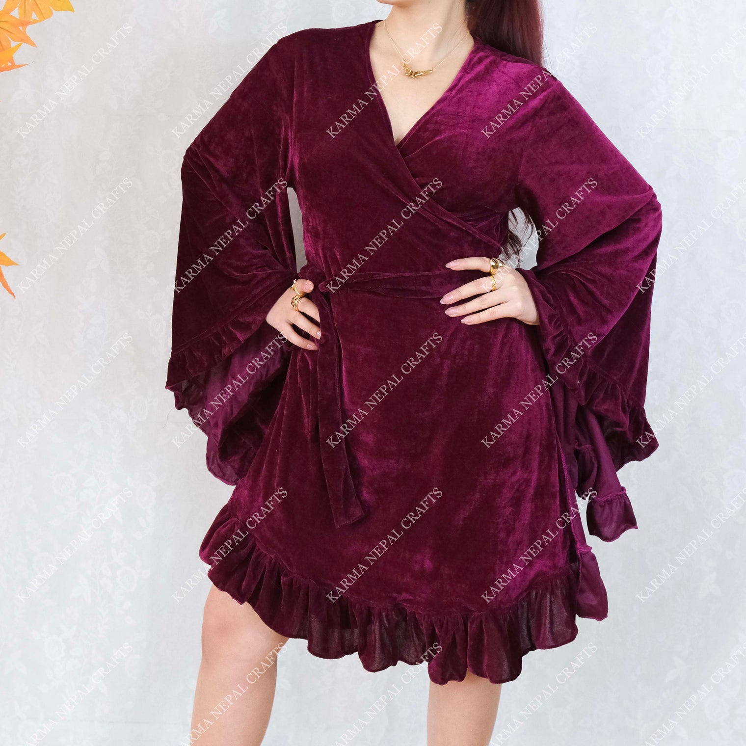 Velvet Mini Wrap Dress
