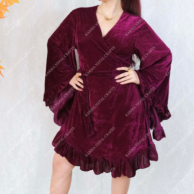 Velvet Mini Wrap Dress