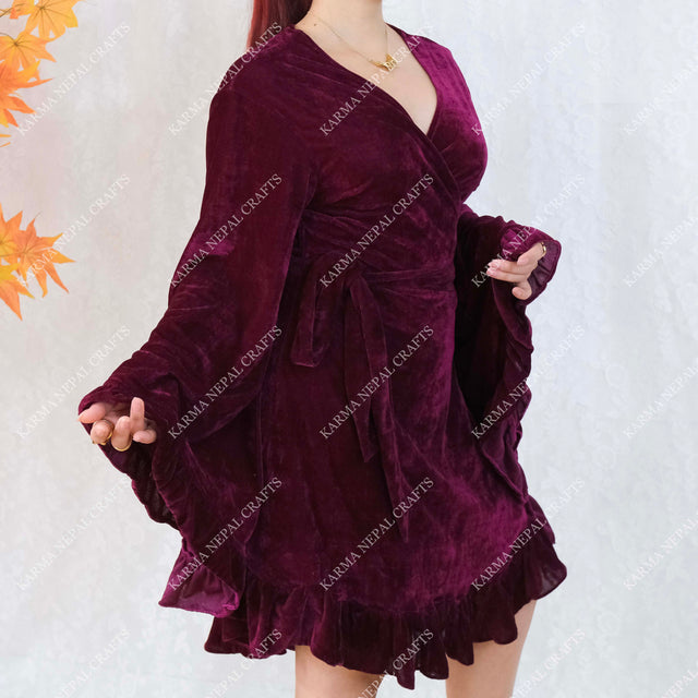 Velvet Mini Wrap Dress