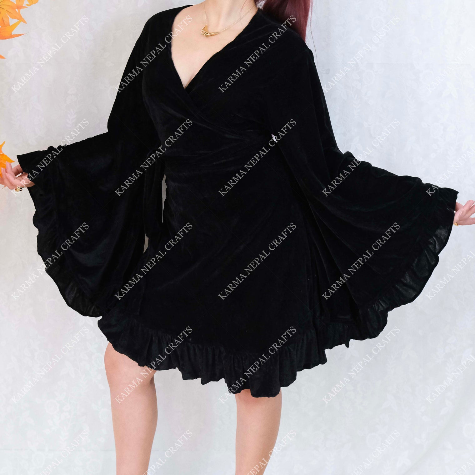 Velvet Mini Wrap Dress