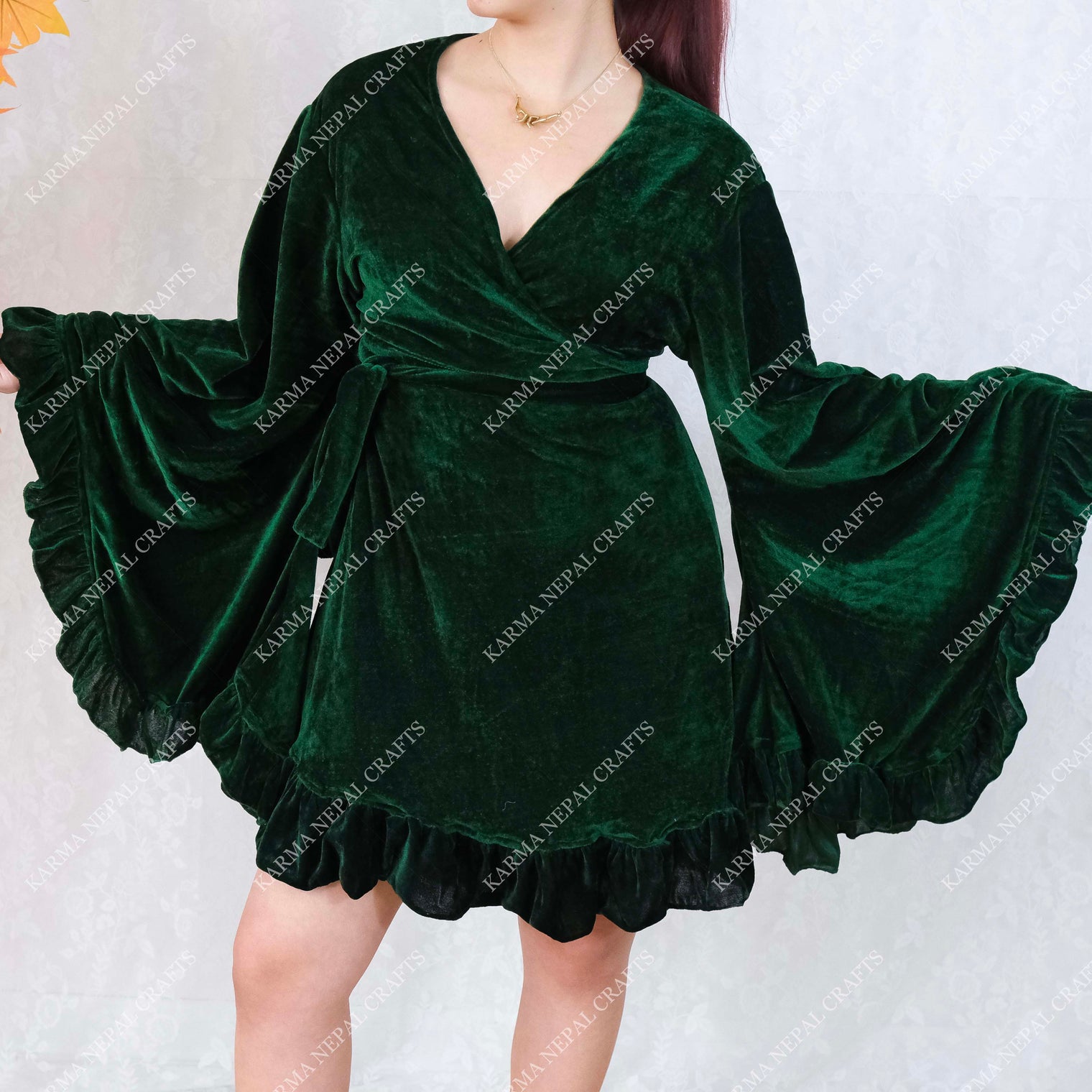 Velvet Mini Wrap Dress