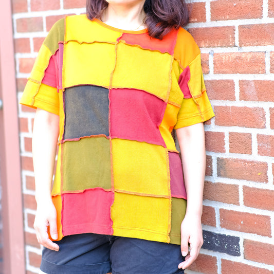 Earth Tone Patchwork Cotton Top