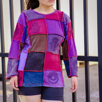 Patchwork Celestial Print Cotton Pull Over