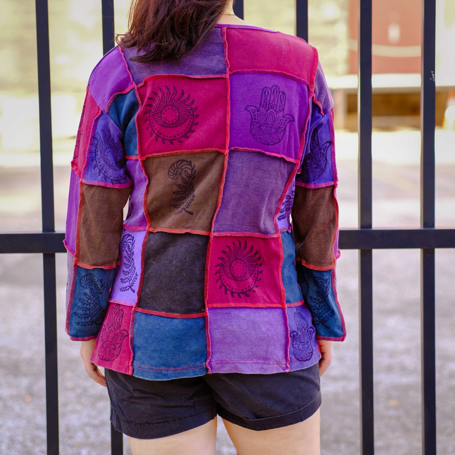 Patchwork Celestial Print Cotton Pull Over