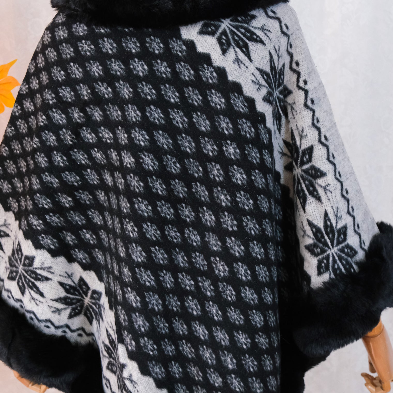 Boho Snowflake Faux Fur Ponchos