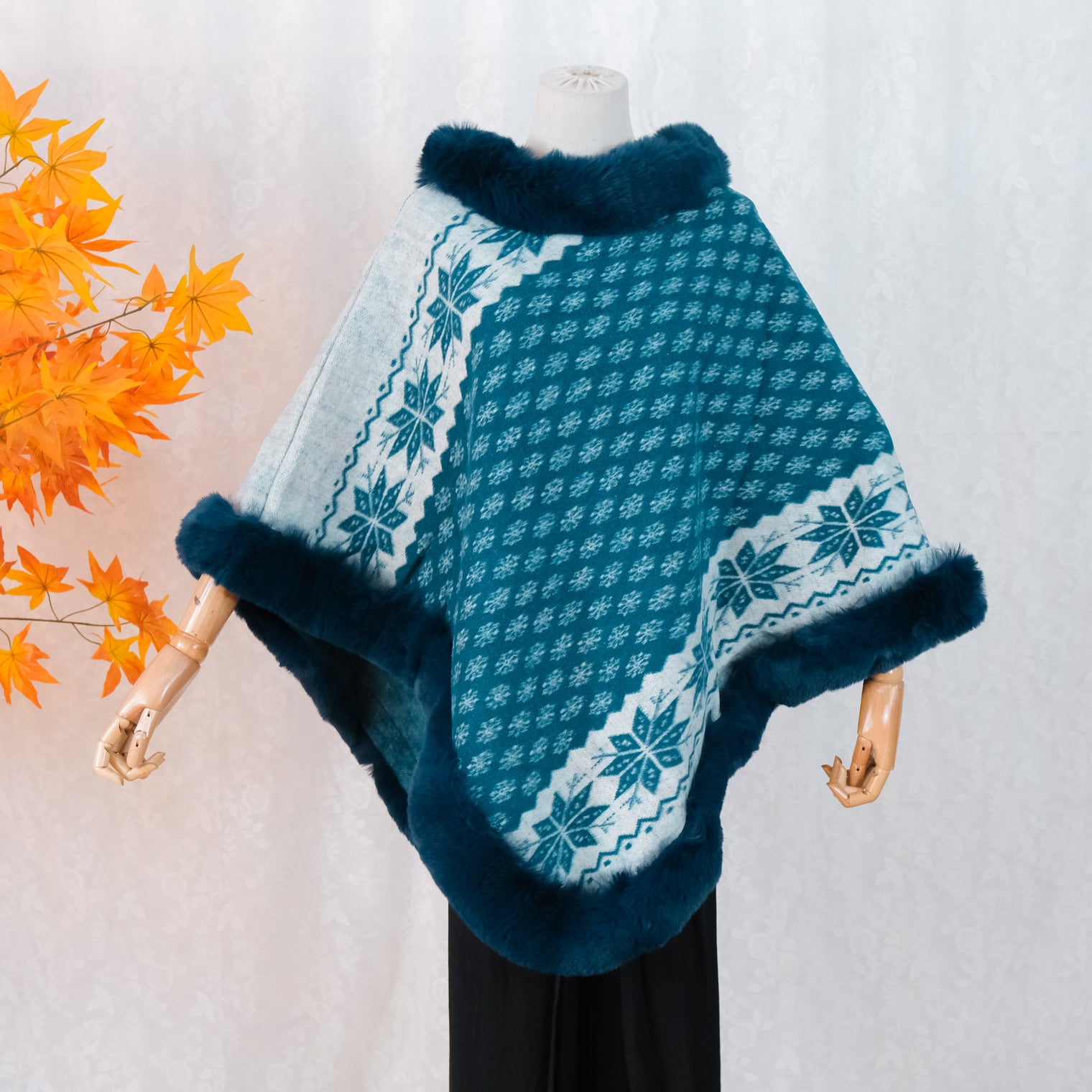 Boho Snowflake Faux Fur Ponchos