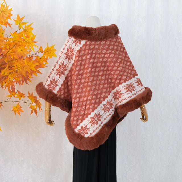 Boho Snowflake Faux Fur Ponchos