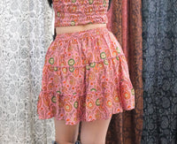 Boho Celestial Paisley Mini Skirt with Pockets
