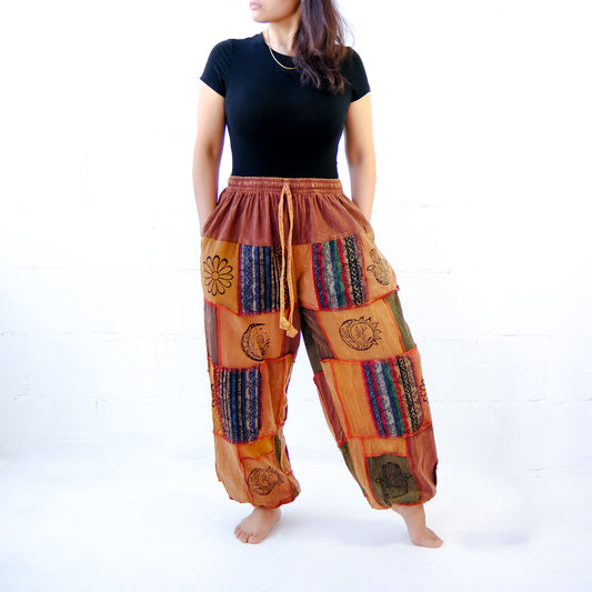 Earth tone Handwoven Patchwork Joggers