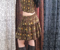 Boho Celestial Paisley Mini Skirt with Pockets