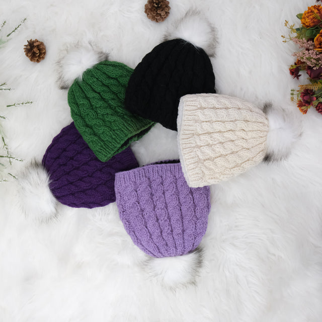 Slouchy Knitted Hat with Pom Pom