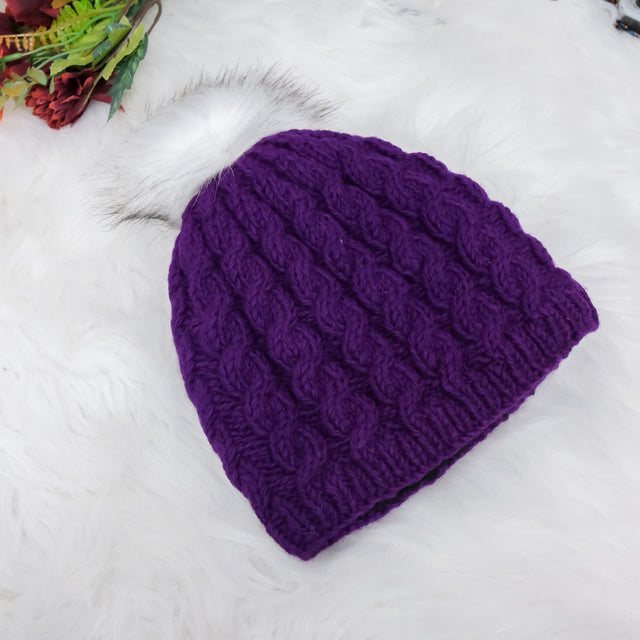 Slouchy Knitted Hat with Pom Pom