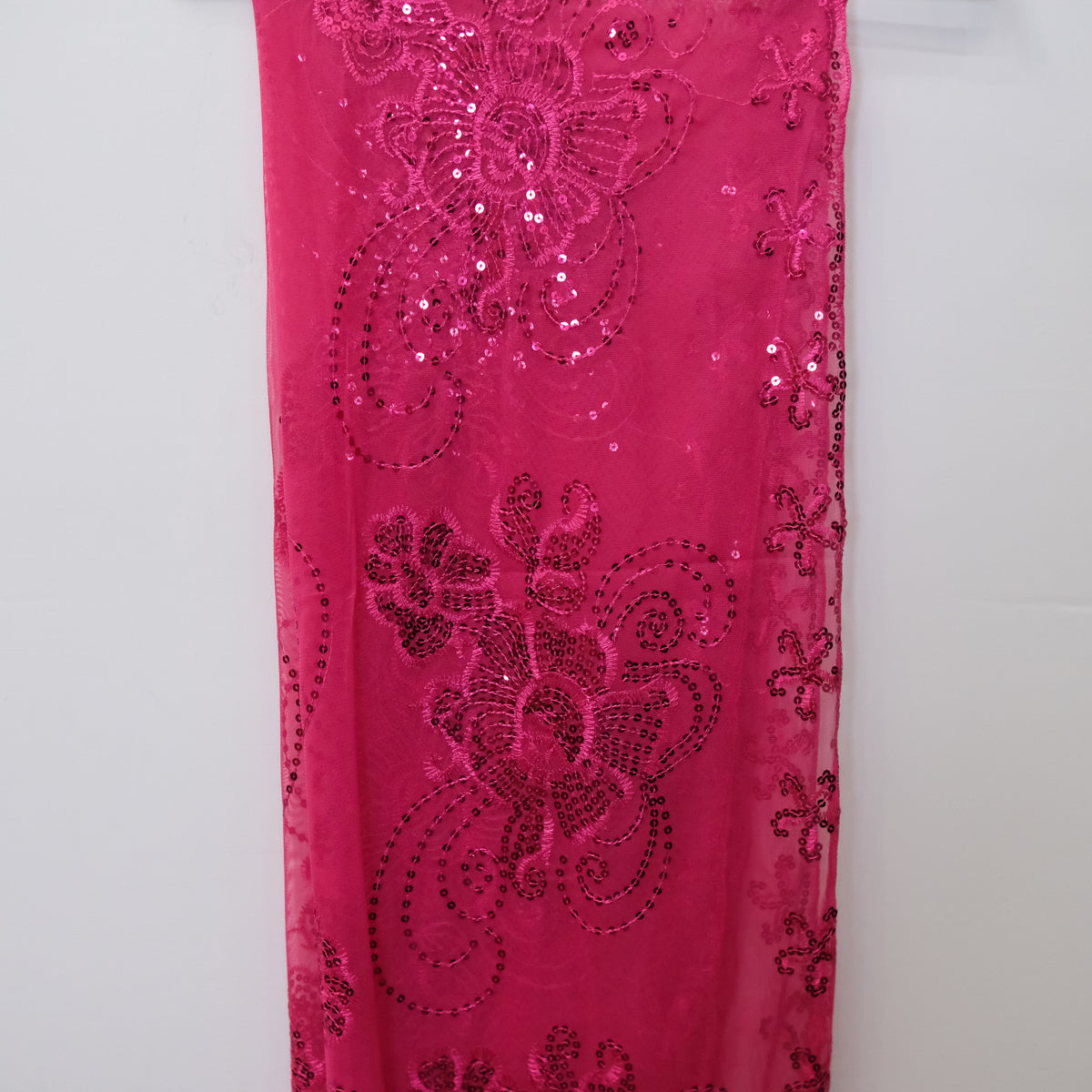 Floral Lace Sequin Shawl with Fringe