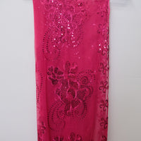 Floral Lace Sequin Shawl with Fringe