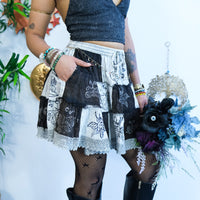 Fairycore Whimsy Mini Patchwork Skirt with Pocket