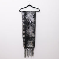 Floral Lace Sequin Shawl with Fringe