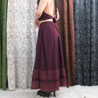 Boho Lace Maxi Skirt Set with Reversible Halter Bralette