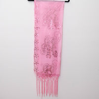Floral Lace Sequin Shawl with Fringe