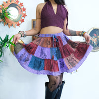 Fairycore Whimsy Mini Patchwork Skirt with Pocket