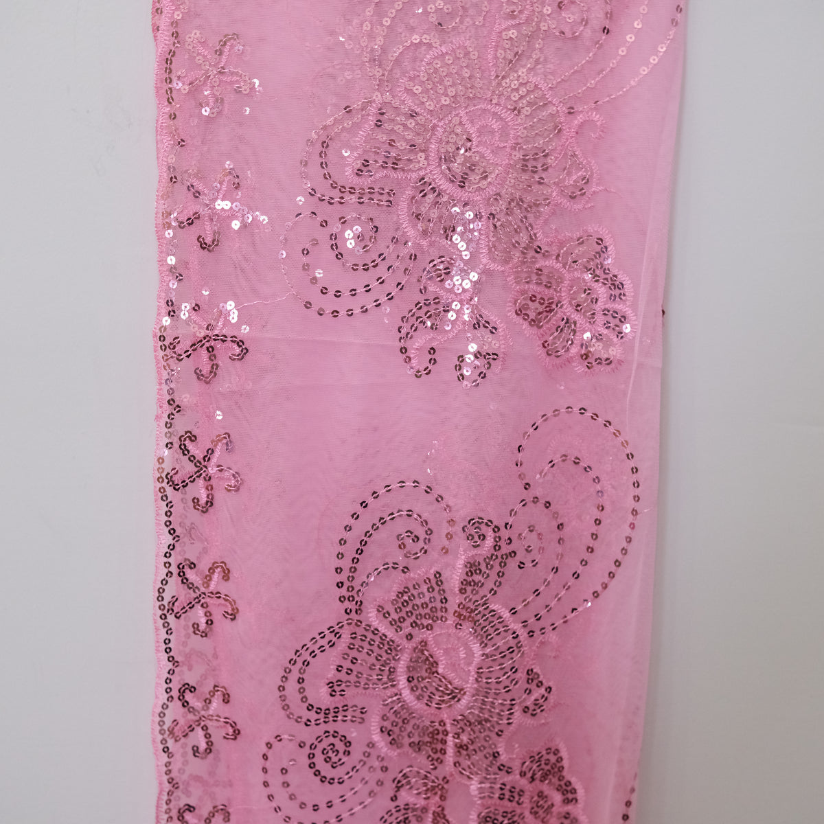 Floral Lace Sequin Shawl with Fringe