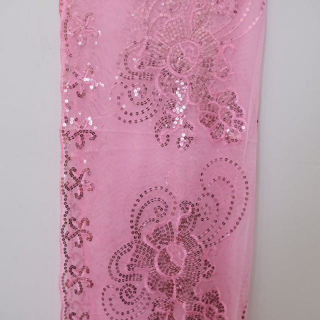 Floral Lace Sequin Shawl with Fringe