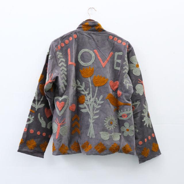 Handmade Embroidered Velvet Reversible Jacket