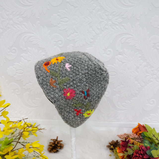 Hand Embroidery Fleece Lined Hat