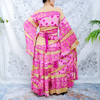 70s Style Boho Skirt with Bell Sleeve Top