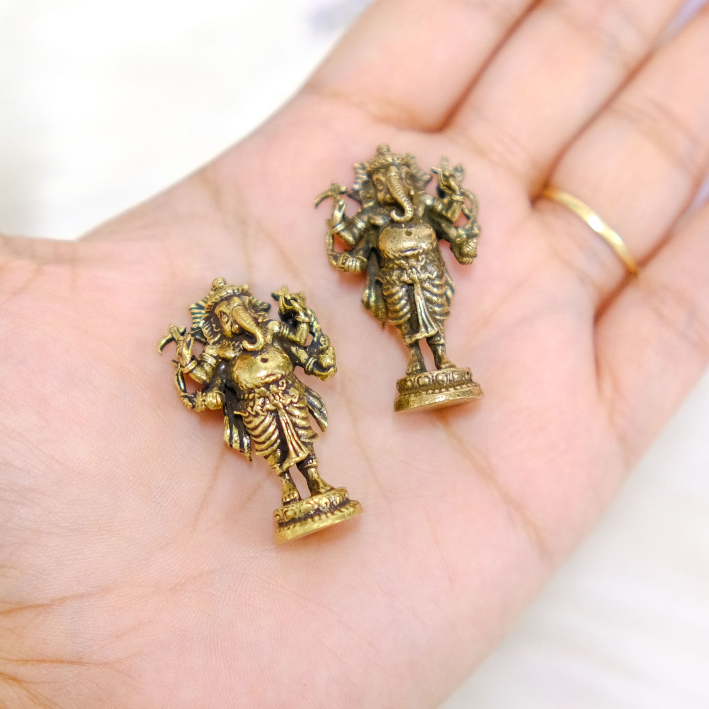 Tiny Brass Ganesha Statue