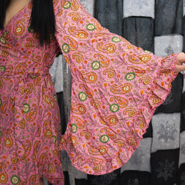 Dreamy Whimsy Mini  Wrap Dress with Pockets