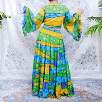 70s Style Boho Skirt with Bell Sleeve Top