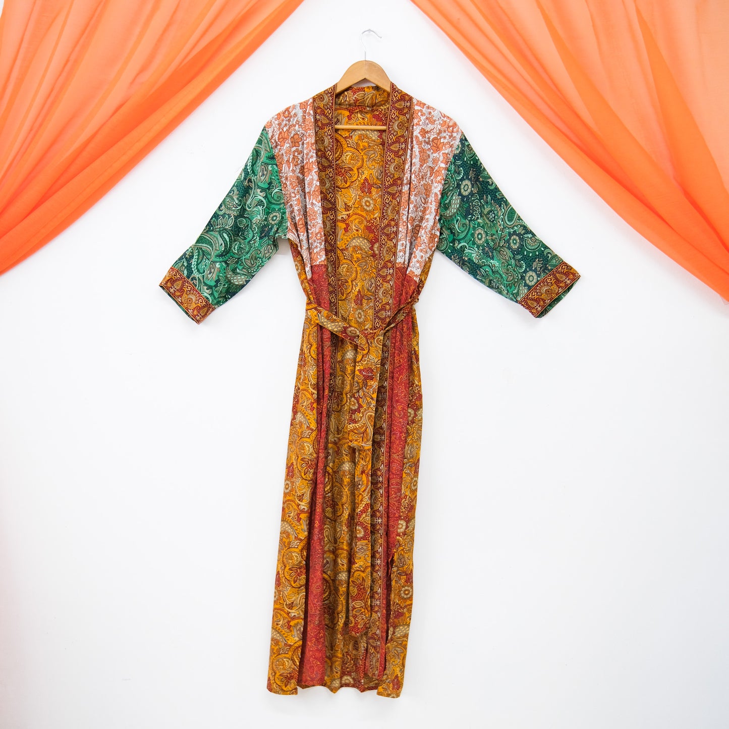 Boho Patchwork Recycled Silk Kimonos