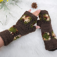 Hand Knitted Crochet Flower Design Hand Warmer