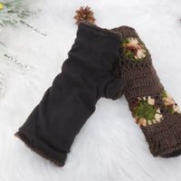 Hand Knitted Crochet Flower Design Hand Warmer
